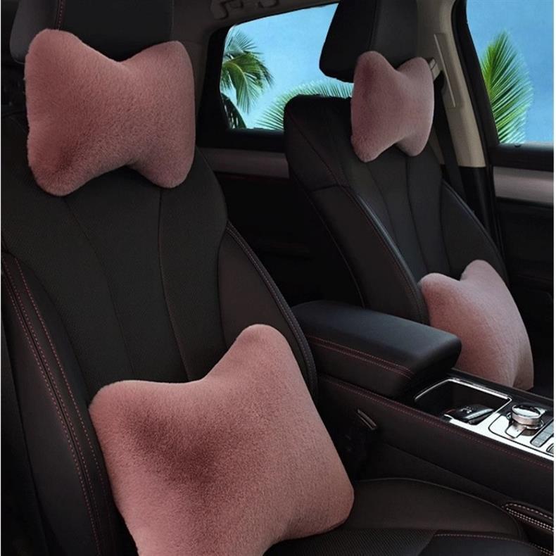 Car Plush Headrest Pillow, a Pair of Car Neck Pillows, Car Lumbar Pillows, Car Bone Neck Pillows, Car Supplies