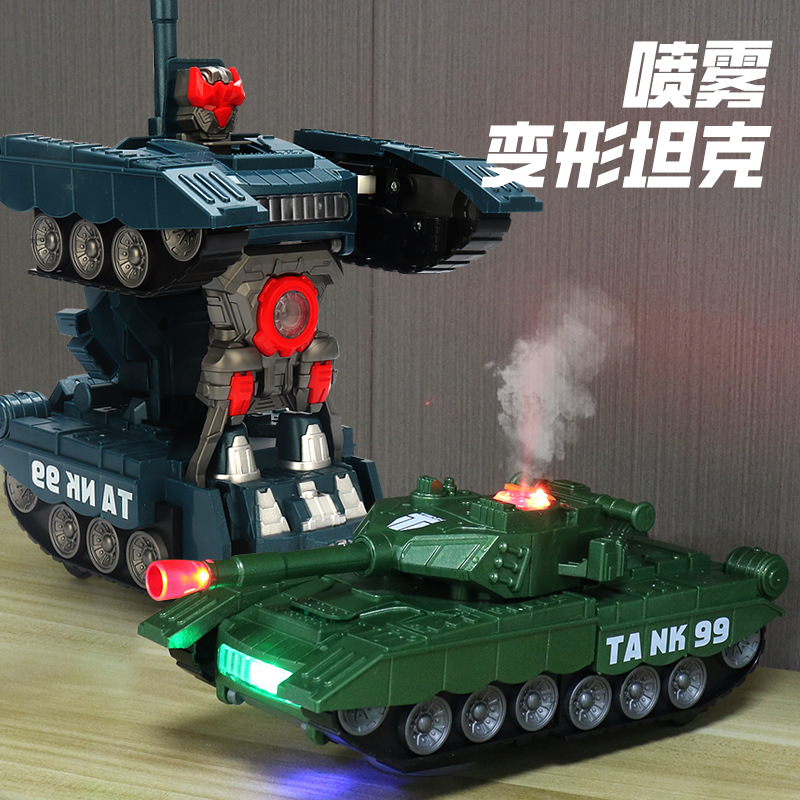 Tanque de pulverización universal eléctrica de vibración, automóviles de música, luces de deformación automática, automóviles de juguetes al por mayor