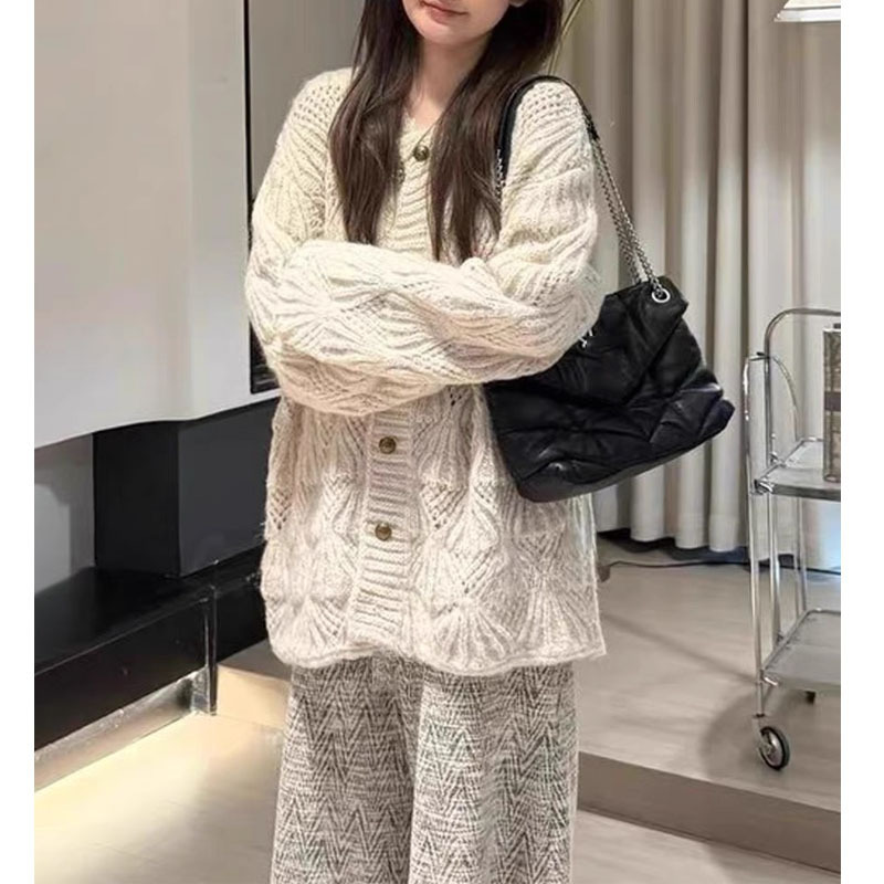 韩系气质超好看软糯针织开衫女装2025秋冬新款慵懒风毛衣时尚上衣|undefined