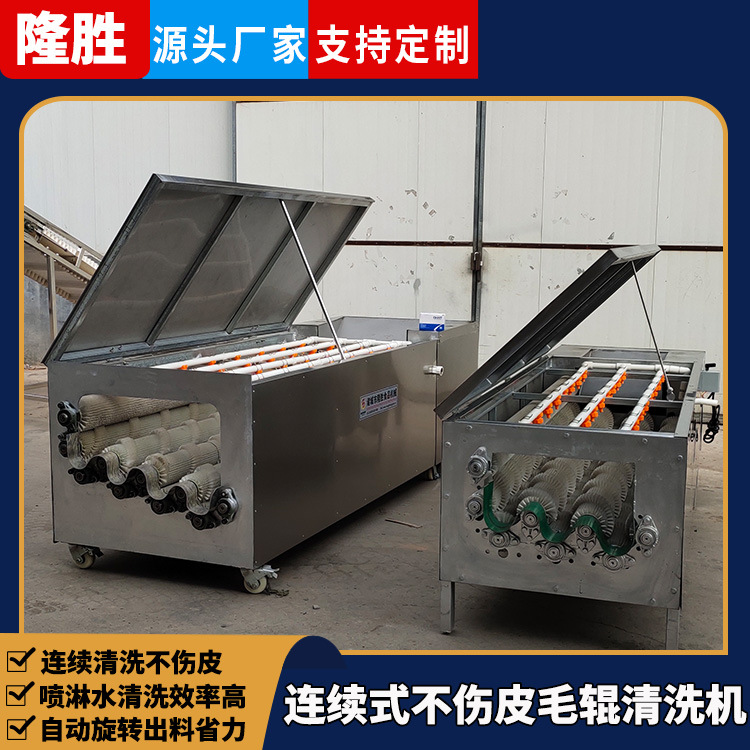 根茎类蔬菜清洗去泥机 全自动萝卜毛辊去泥机 连续式毛刷清洗设备