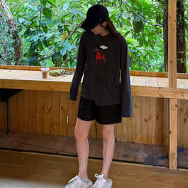 双重印花T！水浆小马+植绒云朵长袖上衣！天丝+棉黄金比例女装