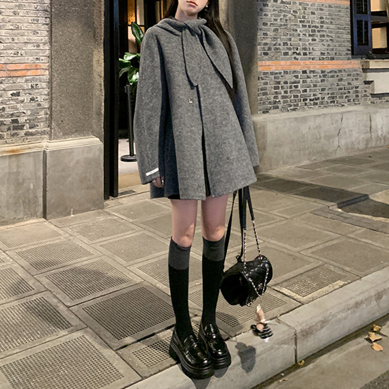 Design short double-sided cashmere demi-season woolen trench coat…