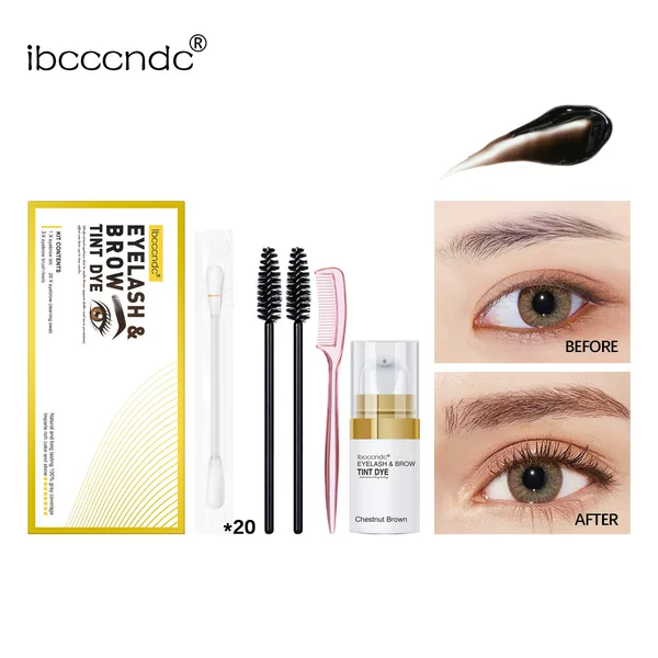Ibcccndc New Eyebrow Dyeing Cream Cross-Border Black and Brown Eyebrow Dyeing Set, Long-Lasting and Non-Fading