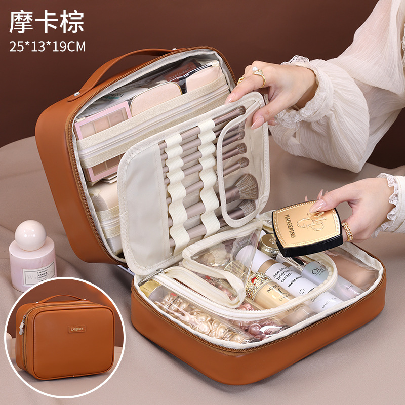 Cinco en uno portátil multifuncional pu bolsa de maquillaje al por mayor mujer portátil de gran capacidad alta sensación de maquillaje caja un lote