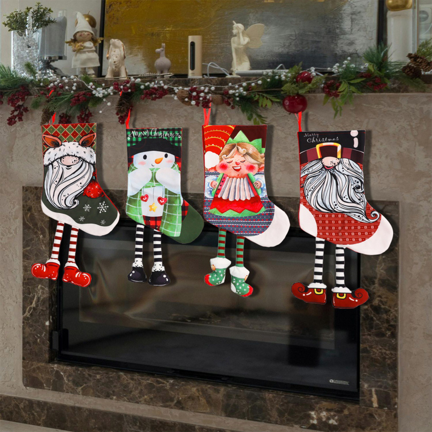 Christmas Stockings With Feet – Festive Holiday Socks For Decor, Gifts & Santa Fillers (6 Playful Designs: Gnomes, Snowman, Elf & More)_voghion.com