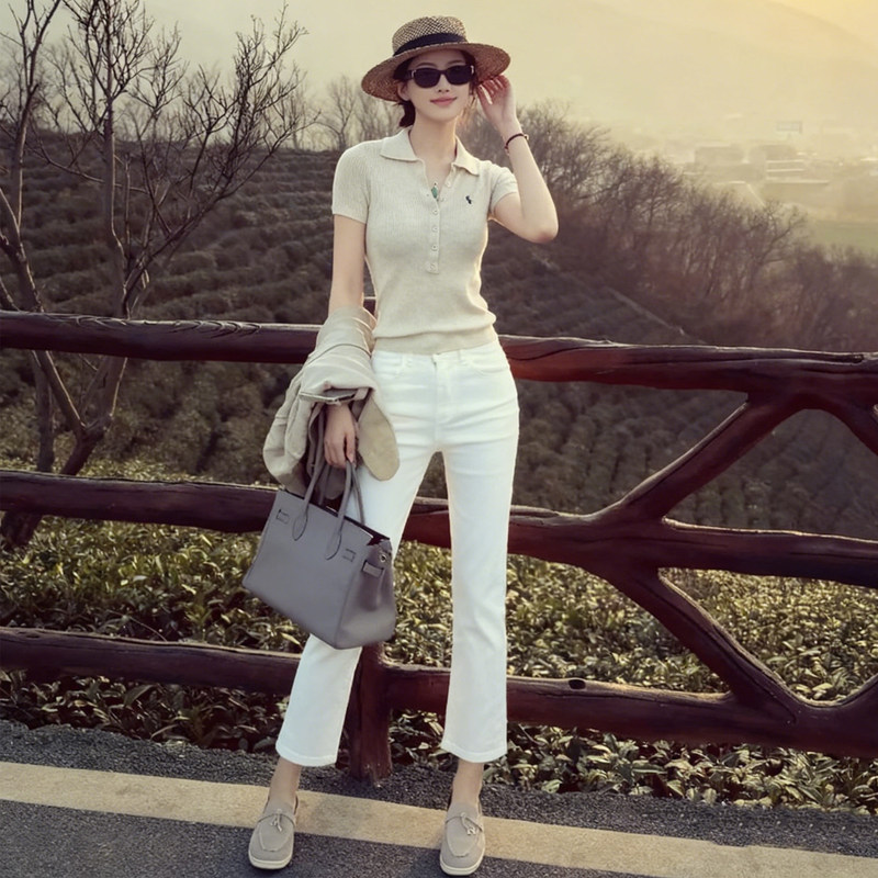 White Straight-Leg Cigarette Jeans for Women, 2026 New Versatile Slim-Fit Stretchy Cropped Pants for Petite Figures White Straight-Leg Cigarette Jeans for Women, 2026 New Versatile Slim-Fit Stretchy Cropped Pants for Petite Figures