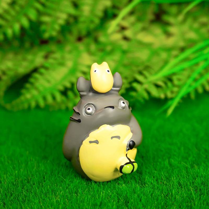 Paisajismo de acuario Adornos de Mi vecino Totoro con bolas de masa de arroz Muñeca Hayao Miyazaki Cute Cure Cartoon Chacha Combinación Micropaisaje