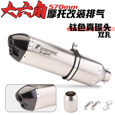exhaust pipe GSX250 TRK502 Motorcycle exhaust pipe - 570-titanium-two-hole-true-carbon-head