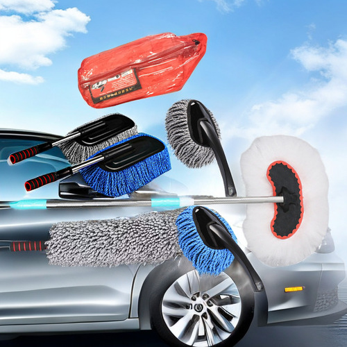 Car wash brush, car wash mitt, wax brush, extendable water pipe, long handle dusting whisk car wash brush