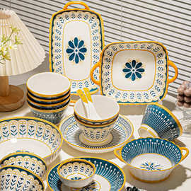 日式餐具碗碟套装家用2025新款陶瓷感盘子碗筷碗具乔迁之喜无