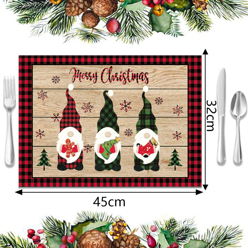 売れ筋のクロスボーダークリスマスデコレーションプレースマット、新しいホリデー食器断熱マット、リネン防汚洋食プレースマット|undefined
