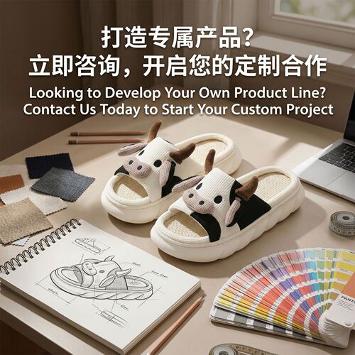 Stock cartoon cow cotton slippers, Amazon hot cotton slippers, custom home linen slippers, wholesale, European and American fashion