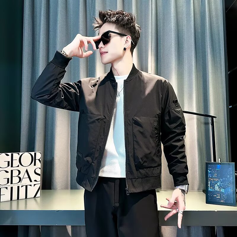 2025 Spring New Thin Stand Collar Jacket Men's Trendy Versatile Casual Coat Men's Baseball Collar Stylish Top