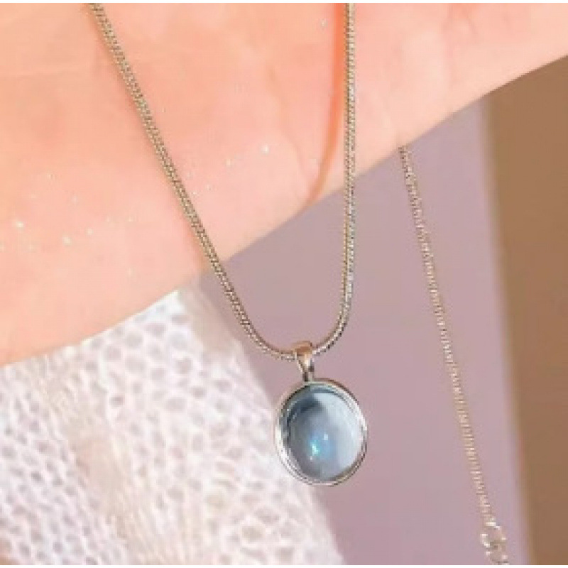 Aquamarine snake bone necklace # Xl124