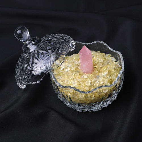 Natural purple pink white crystal gravel degaussing bowl raw stone ore bracelet degaussing stone purification container storage box ornaments