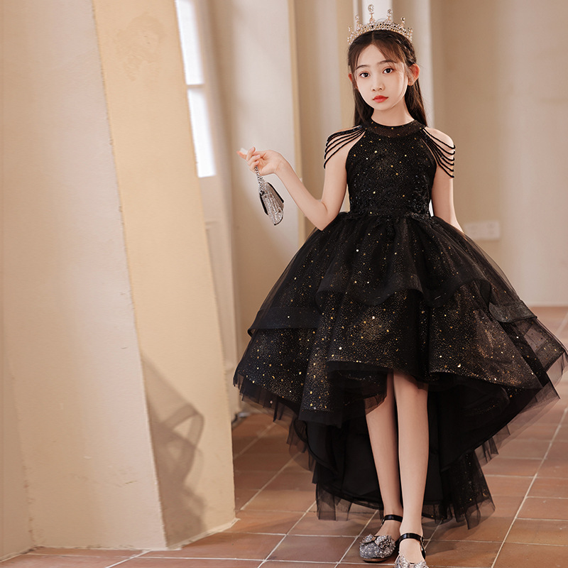 Vestido infantil de niña vestido de princesa de cumpleaños vestido de nicho de lujo ligero anfitrión de niños piano rosa