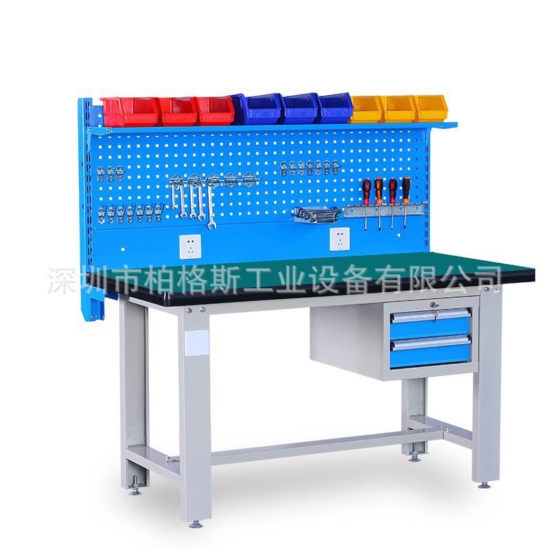 防静电带抽屉工作台 复合板带脚杯工作台 挂板工作台防静电钢制桌