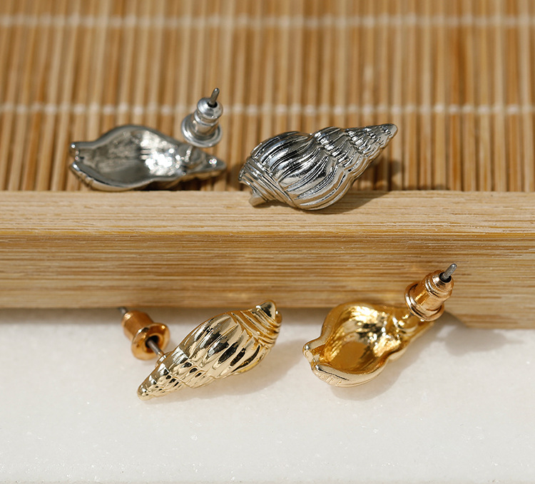 6g Weight Zinc Alloy Ear Needle Material Ear Studs Classification 1 Pair Quantity Date, Tea Party Occasion 1 Pair Hawaiian Vacation Beach Conch Plating Zinc Alloy Ear Studs