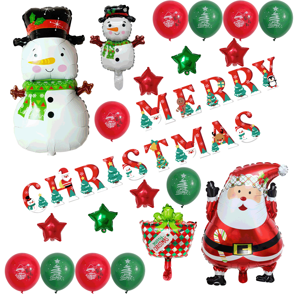 Nueva historieta de Navidad tire bandera Santa muñeco de nieve película de aluminio Globo de Navidad fiesta decoración globo