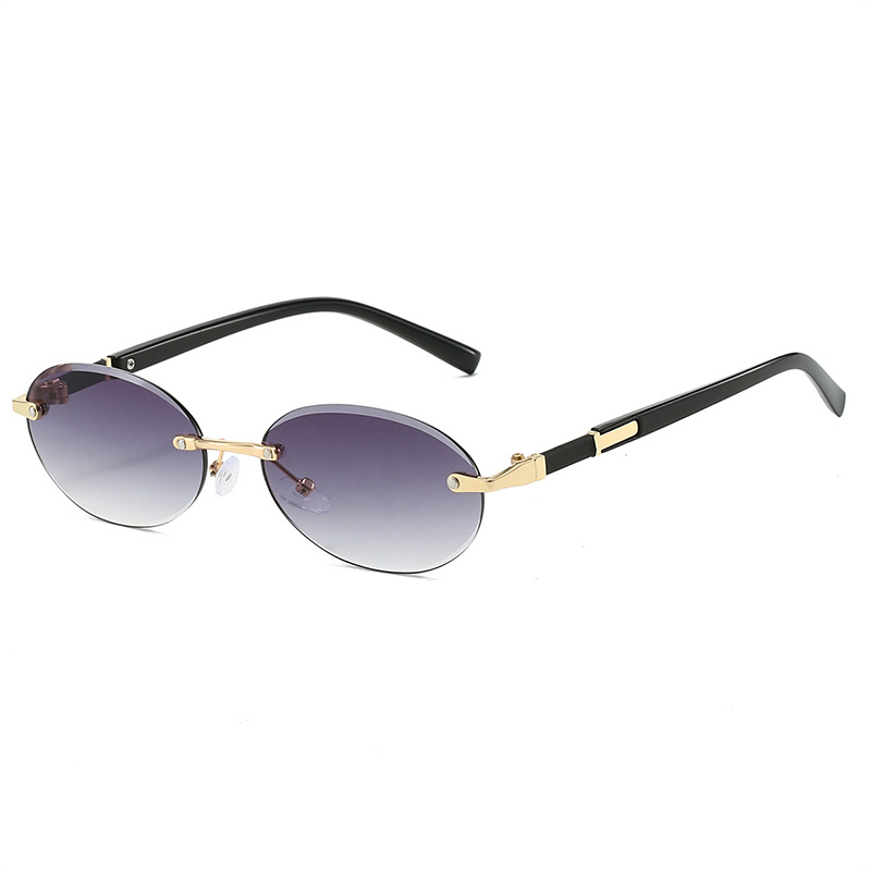Rahmenlose ovale Sonnenbrille – Neues modisches High-End-Modell, beliebt bei Online-Influencern – Damenaccessoire_voghion.com