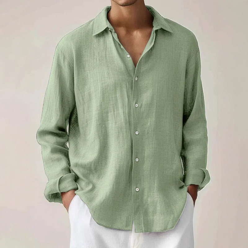 Cross-Border New Casual Hot-Selling Men's Fashion Solid Color Long-Sleeve Button-Up Shirt 3D Printing Source Factory
