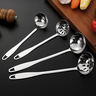 Extra thick 304 stainless steel hot pot spoon kitchen household soup spoon colander long handle soup shell soup colander restaurant kitchenware wholesale