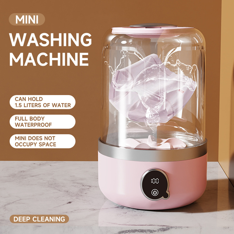 Vollautomatischer, kabelloser, tragbarer Wäschebecher mit Ladefunktion, Mini-Waschmaschine für Unterwäsche und Socken, kleine Waschmaschine, für Reisen und Zuhause_voghion.com