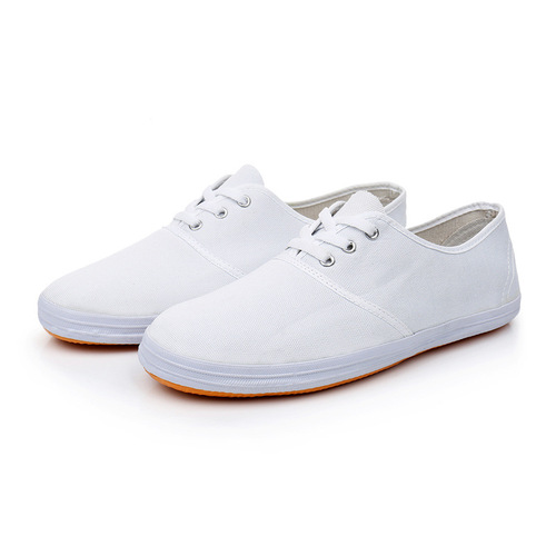 Gymnastics cloth shoes for boys and girls, primary and secondary school students and children's performance white sneakers, soft-soled performance canvas white mesh shoes