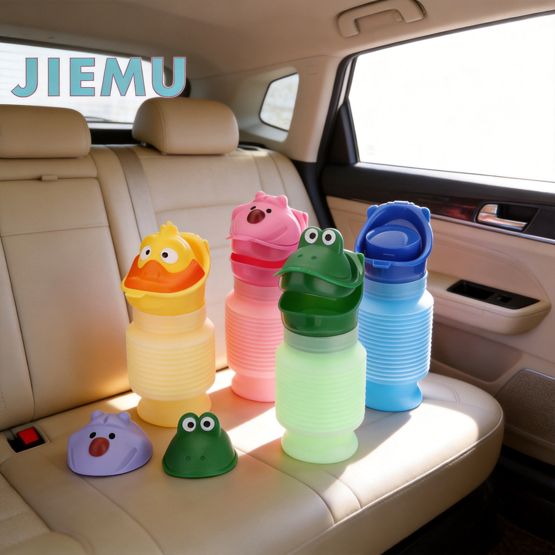 Jie Mu Car-Mounted Retractable Urinal Portable Cartoon Urinal for Children and Adults Travel Lightweight Urine Collection Bottle