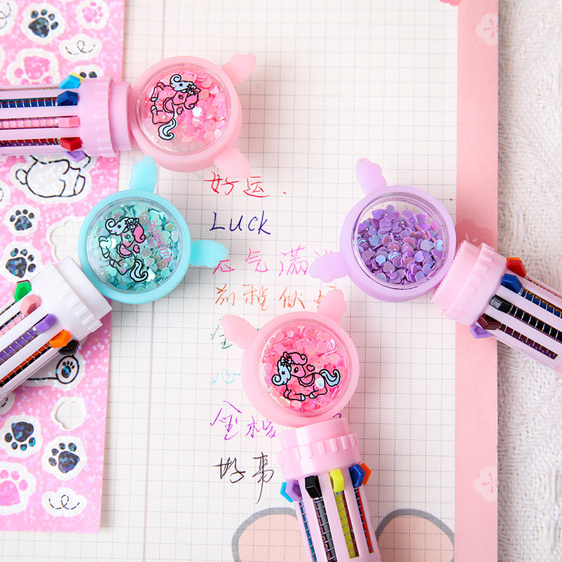 Cute lápiz de bolas de diez colores de dibujos animados de alto valor visual de lápiz marcador de notas de aprendizaje cultural de estudiantes lápiz