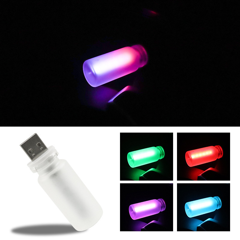 Luz de noche USB colorido esmerilado transparente de siete colores de automóviles de luz de atmósfera de inducción de luz transfronteriza