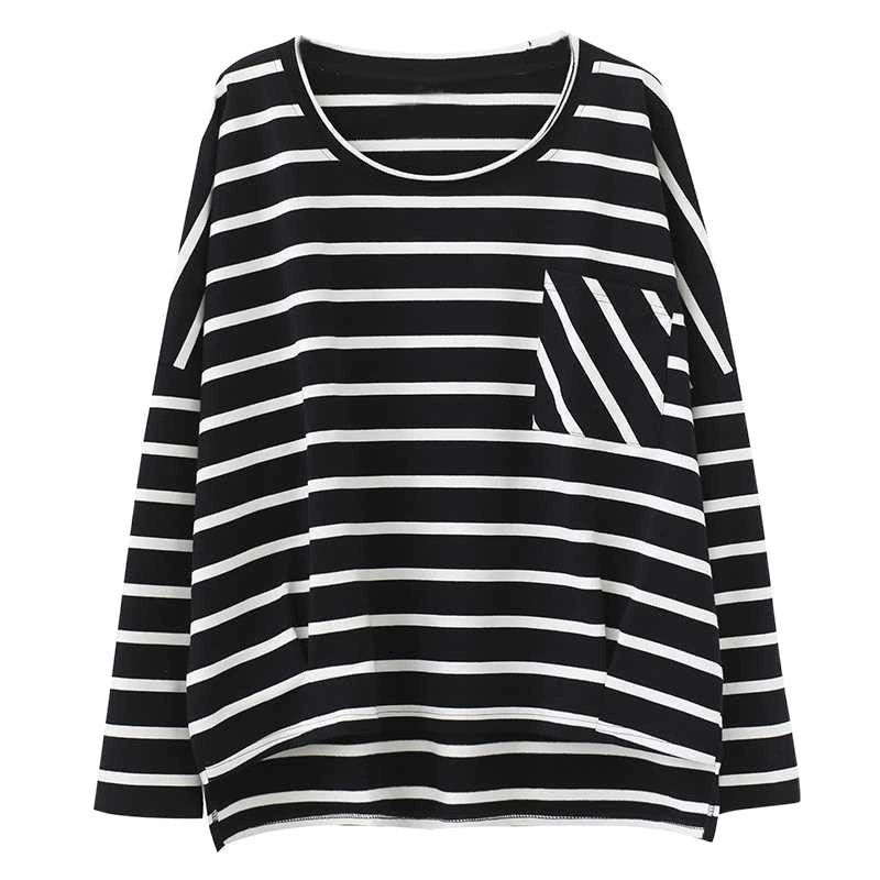 Осенний женский свободный лонгслив в полоску, oversize, размеры L и XL