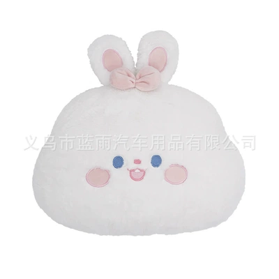 Seat Cushion for All Seasons, Seat cushion, seat cover - rabbit-fur-embroidered-bow-waist-support-round