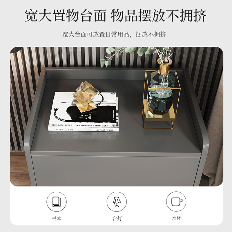 Personalizada al por mayor mesilla de cabecera moderna simple estante de cabecera del dormitorio doméstico ligero de lujo de alta calidad gabinete de almacenamiento junto a la cama