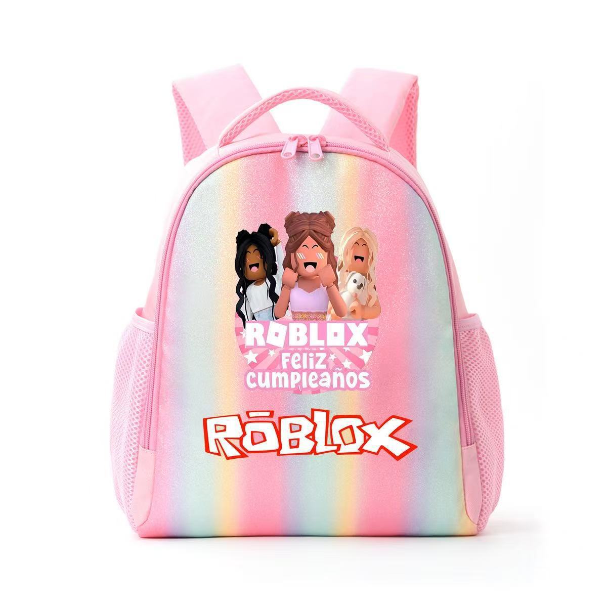 Roblox印花小学生彩虹书包儿童双肩背包出游轻便休闲双肩包现货