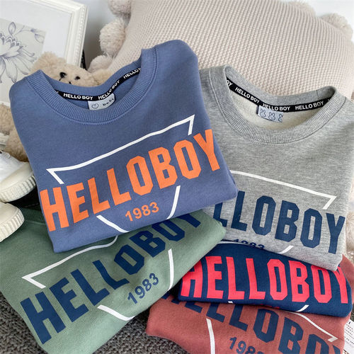 Children's sweatshirts  new boys' spring and autumn tops, medium and large children's long-sleeved T-shirts, Japanese trendy bottoming shirts