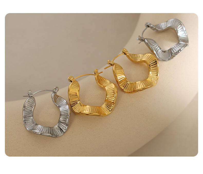 Fashion Waves Titanium Steel Earrings Irregular Plating Stainless Steel Earrings