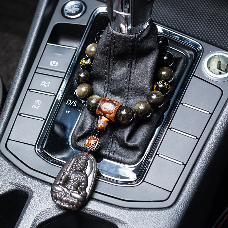 黑曜石十二生肖本命佛八大守护神汽车档位珠高档饰车载摆件车档杆|ms