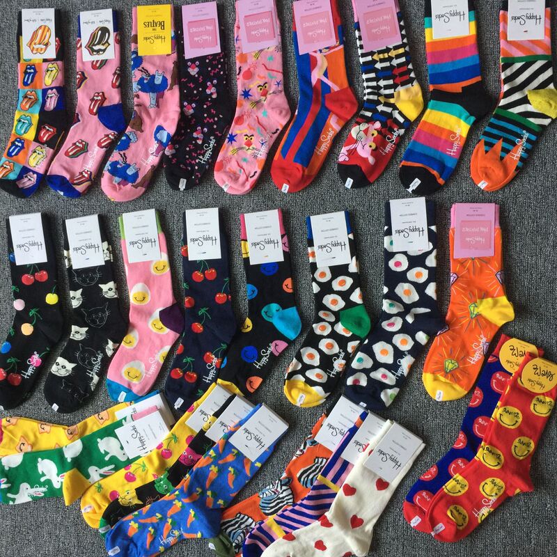 HappySocks Colorful Socks Children's Spring and Autumn ins Trendy Internet Celebrity Cartoon Cute Middle Tube Outer Wear Street Trendy Socks