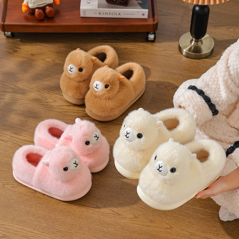 Home Family Cotton Shoes for Men and Women in Winter, Hand-Knitted Universal Cartoon Kidsren's Heel Super Cute Kidsren's Cotton Slippers