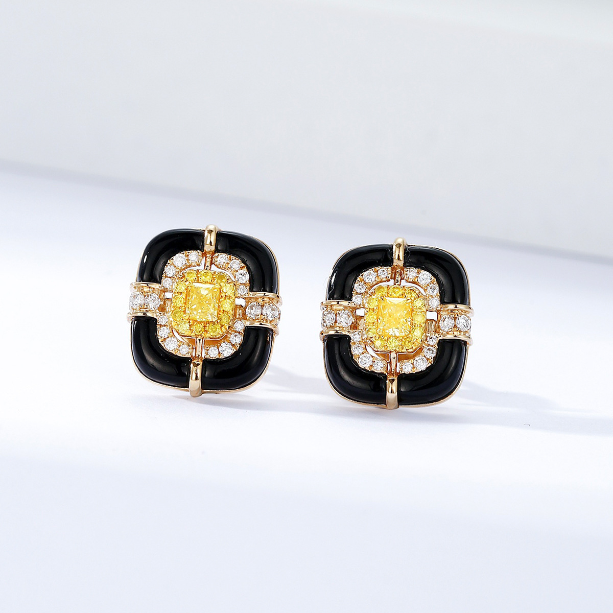 Square Stud Earrings Titanium Steel Hip Hop Style For Unisex_voghion.com