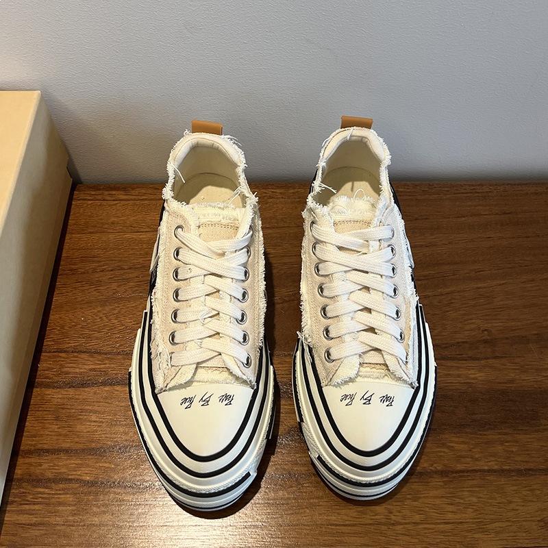 Double Label Wu Jianhao's Same Style Distressed 2025 New Casual Couple Shoes, Thick-Soled Height-Increasing Black And_vogvips.com