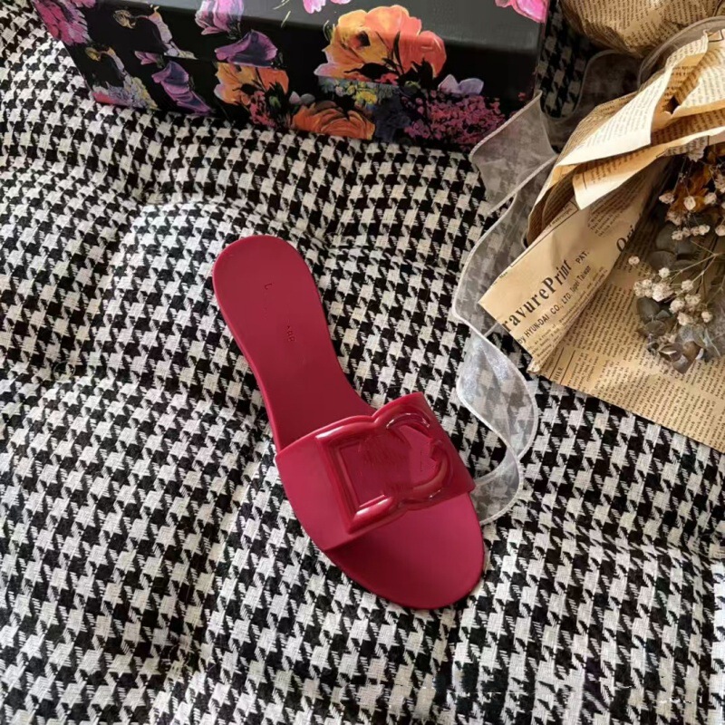 Dg Letter Hollow-Out Flat Pink Waterproof Non-Slip Women's Slippers Cambodia Vietnam Turkey 2025 Summer Outdoor Wear