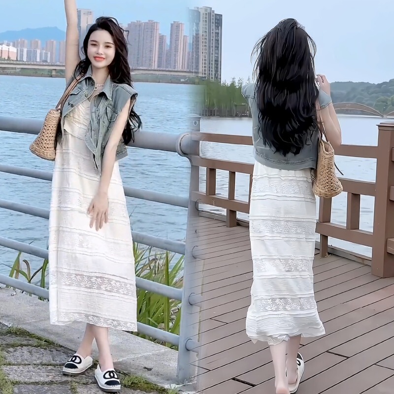 2026 New Maternity Wear Summer Outfit with Right-Angle Shoulder Denim Vest and Lace Camisole Dress Two-Piece Set 2026 New Maternity Wear Summer Outfit with Right-Angle Shoulder Denim Vest and Lace Camisole Dress Two-Piece Set
