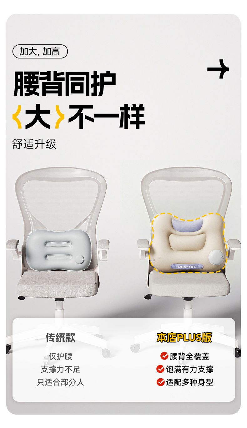 Inflatable Lumbar Pillow, Seat Lumbar Cushion, Office Lumbar Support Pad, Essential Car Accessory, Car Lumbar Support