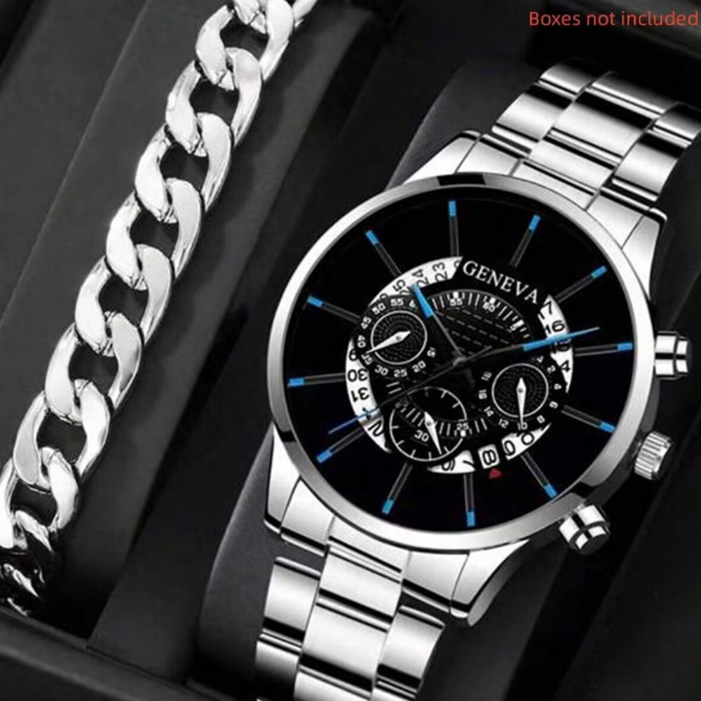 Set Bracelet Three-Eye Ready-Made Quartz Watch Men's Watch Cool Fake New Direct Sales Factory Beads