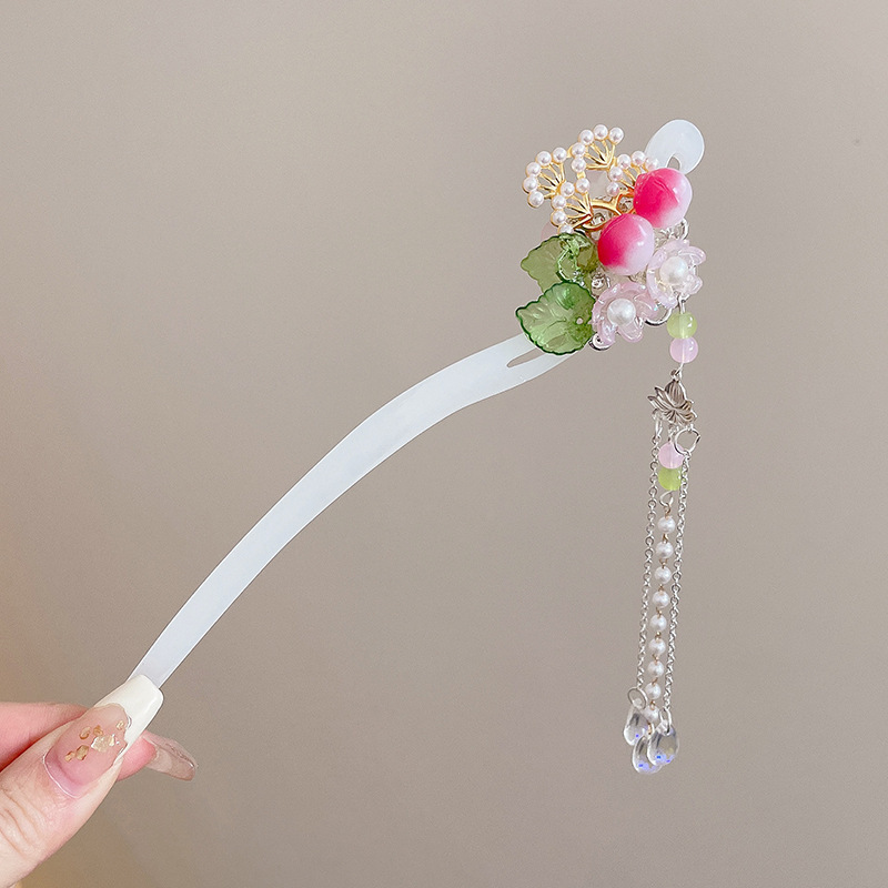 Clip de pelo de vela de jade blanco nuevo estilo antiguo chino de alta sensación de estilo de cabello de estilo chino de estilo