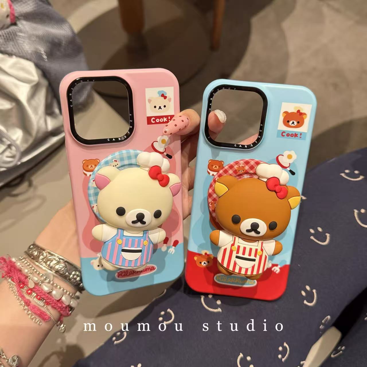 Cute Cartoon Chef Hat Rilakkuma Magnetic Holder Suitable for Iphone16Promax Apple 15 Mobile Phone Case 17