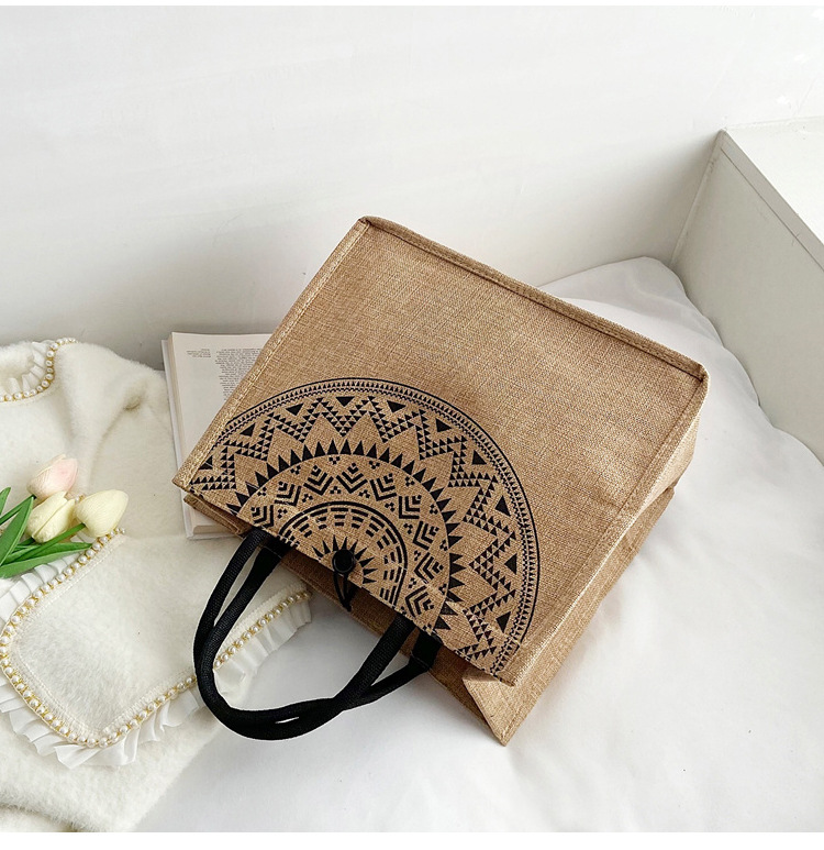 Foreign trade women's bag, cross-border linen handbag bag, 2021 Korean version composite jute cloth bag, fashionable single-shoulder shopping bag undefined