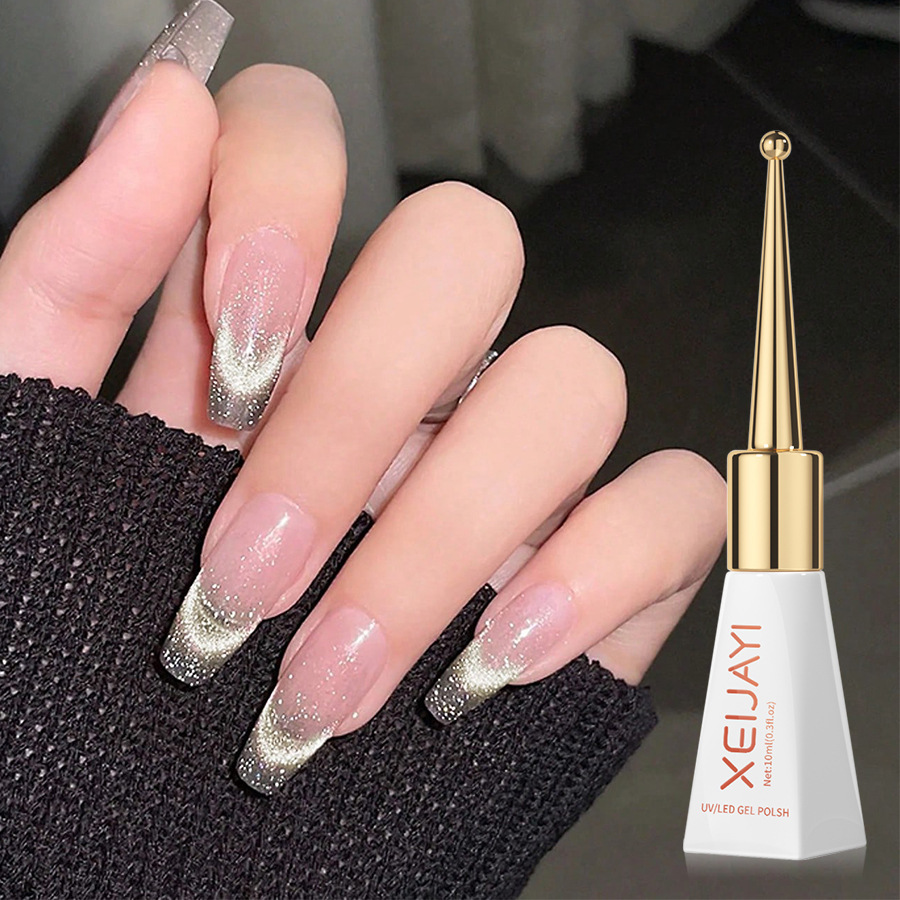 Esmalte de Uñas en Gel Ojo de Gato Plateado Sin Enjuague de Larga Duración para Salón de Uñas